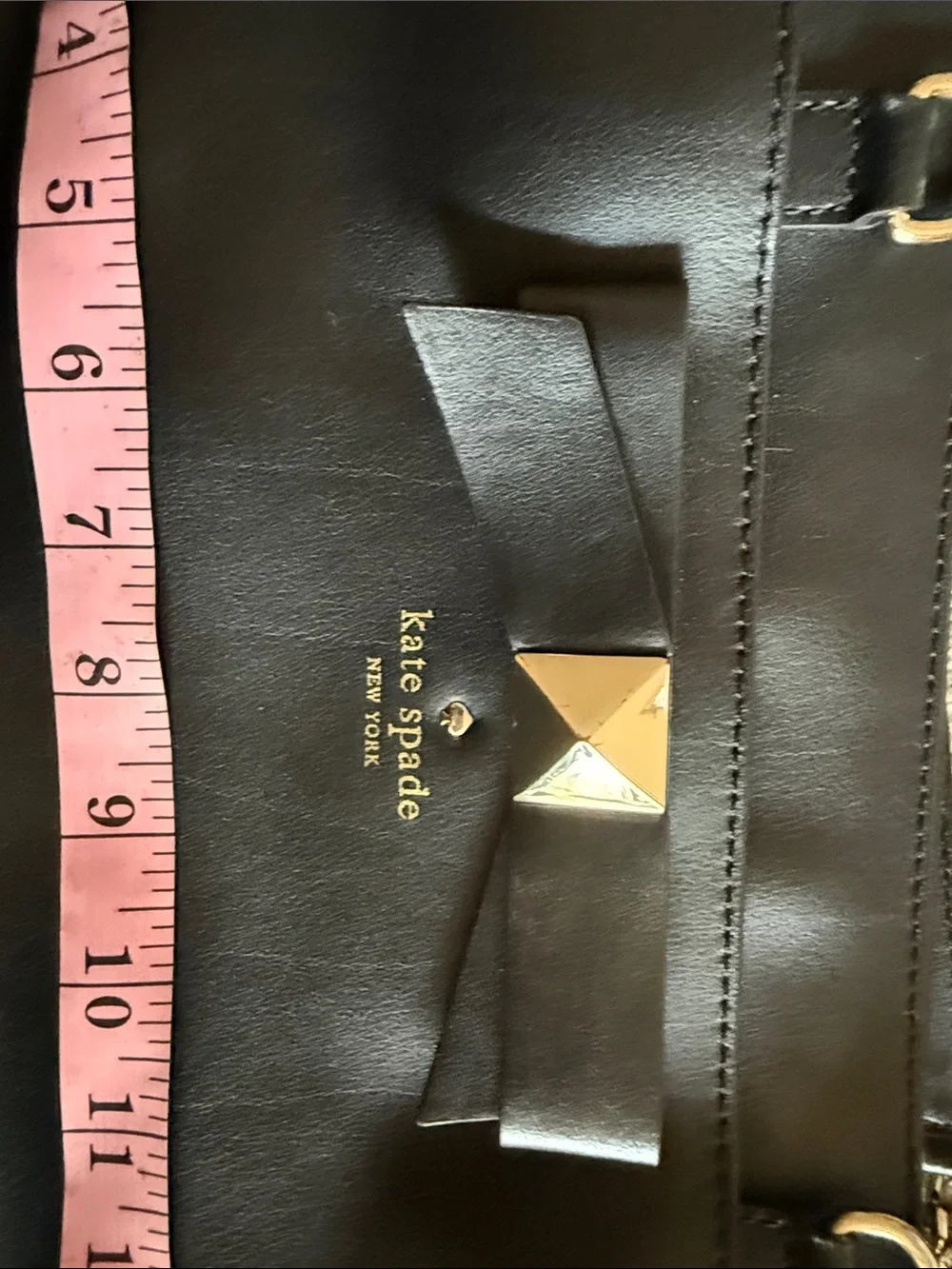 kate spade Black Leather Bow-Accent Tote with Gold Chain Straps